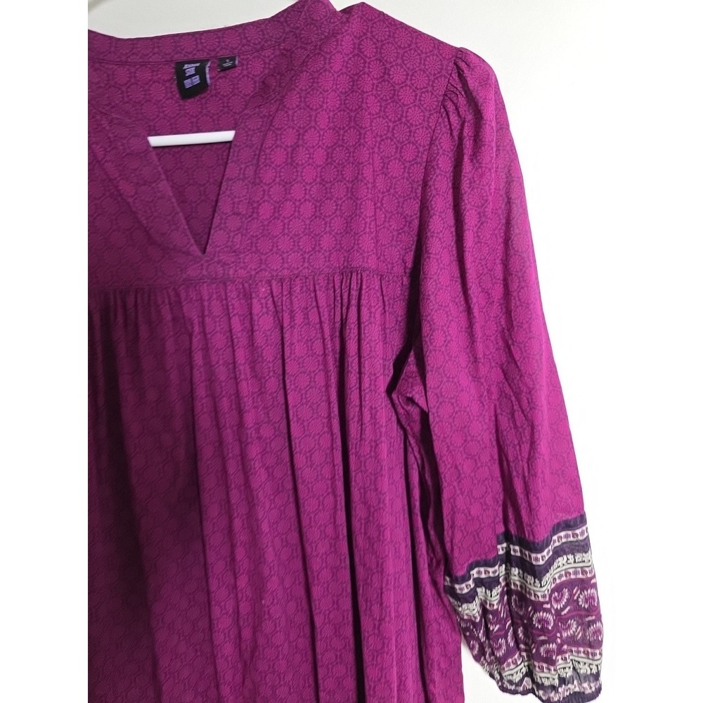 Anna Sui Womens Long Sleeve Print Dress Purple Size S Casual Lightweight - Picture 3 of 10